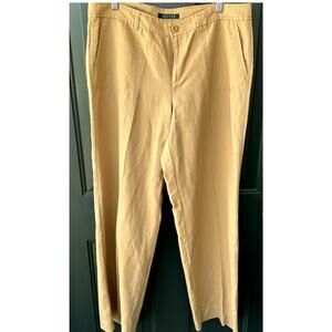 Lauren Ralph Lauren Sz 10 Linen Cotton Flat Front Wide Leg Classic Pants Office
